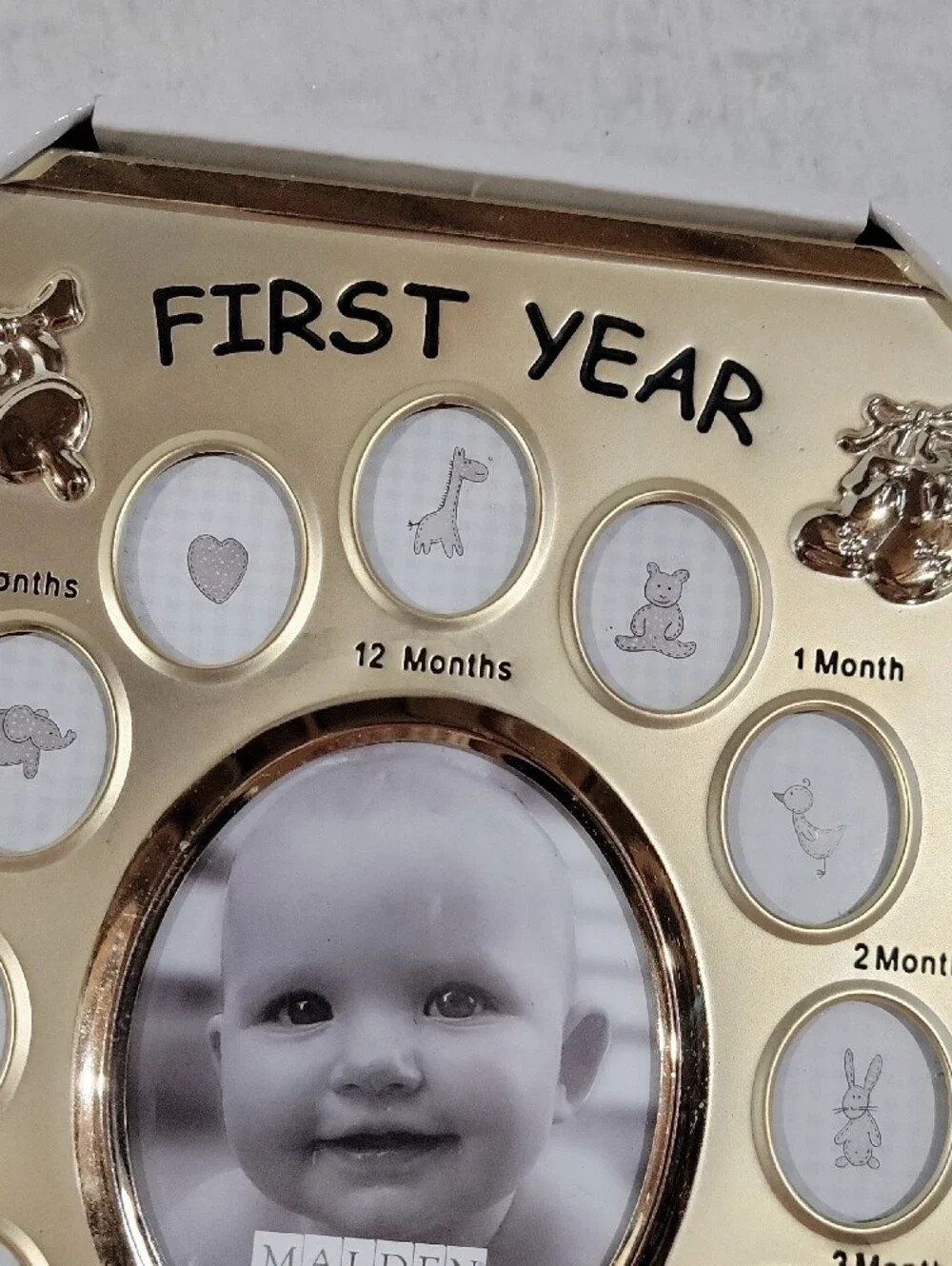 Malden Gold Tone First Year Baby Photo Frame New